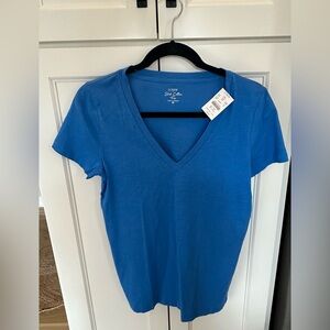 J. Crew V-Neck Short Sleeve Tee in Blue